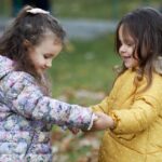 children, little girls, happy, playing, dancing, kids, joyful, childhood, outdoors, park