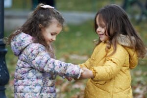 children, little girls, happy, playing, dancing, kids, joyful, childhood, outdoors, park